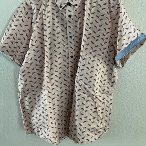 Johnston & Murphy Feather Print Shirt - Blue and Tan